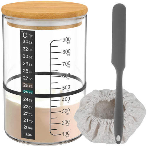 900ml Sourdough Starter Jar Kit Clear Glass Heat Resistant Sourdough