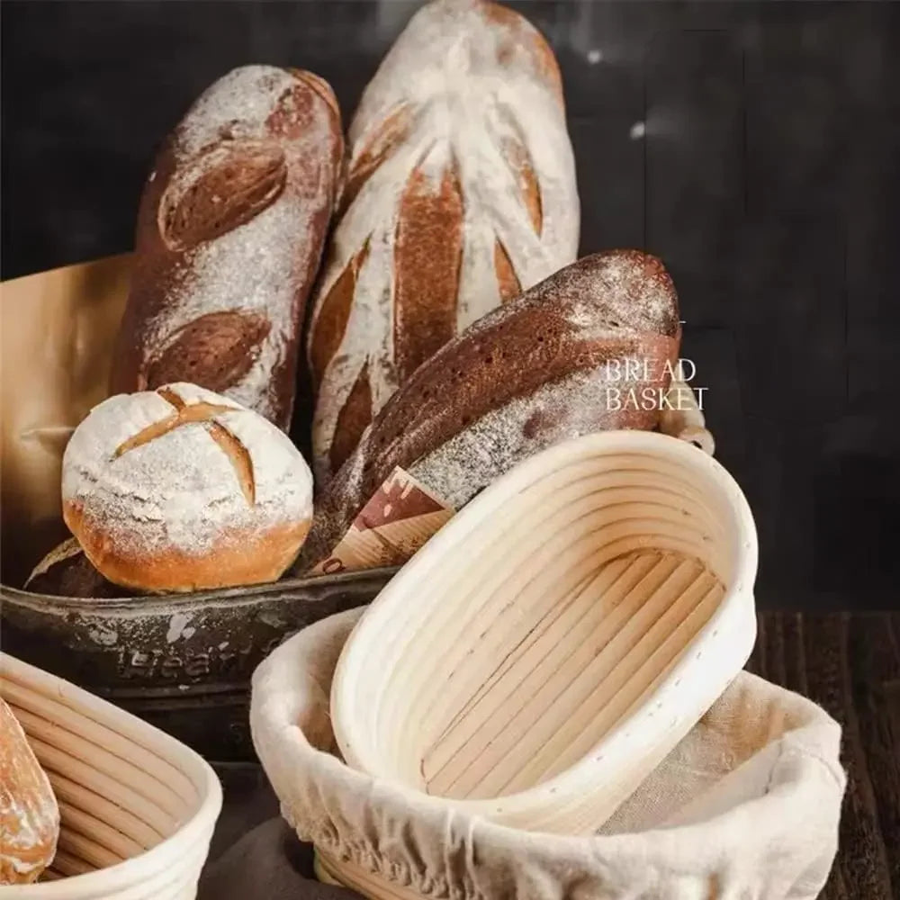 5/8pcs Natural Bread Banneton Proofing Basket Oval Round Rattan Wicker