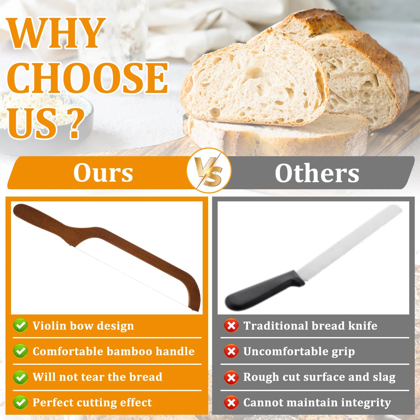 Bread Bow Cutter Serrated Bagel Cutter Stainless Steel Sourdough Bread