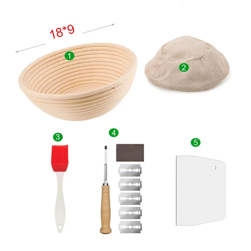 5/8pcs Natural Bread Banneton Proofing Basket Oval Round Rattan Wicker