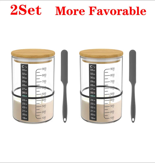 900ml Sourdough Starter Jar Kit Clear Glass Heat Resistant Sourdough