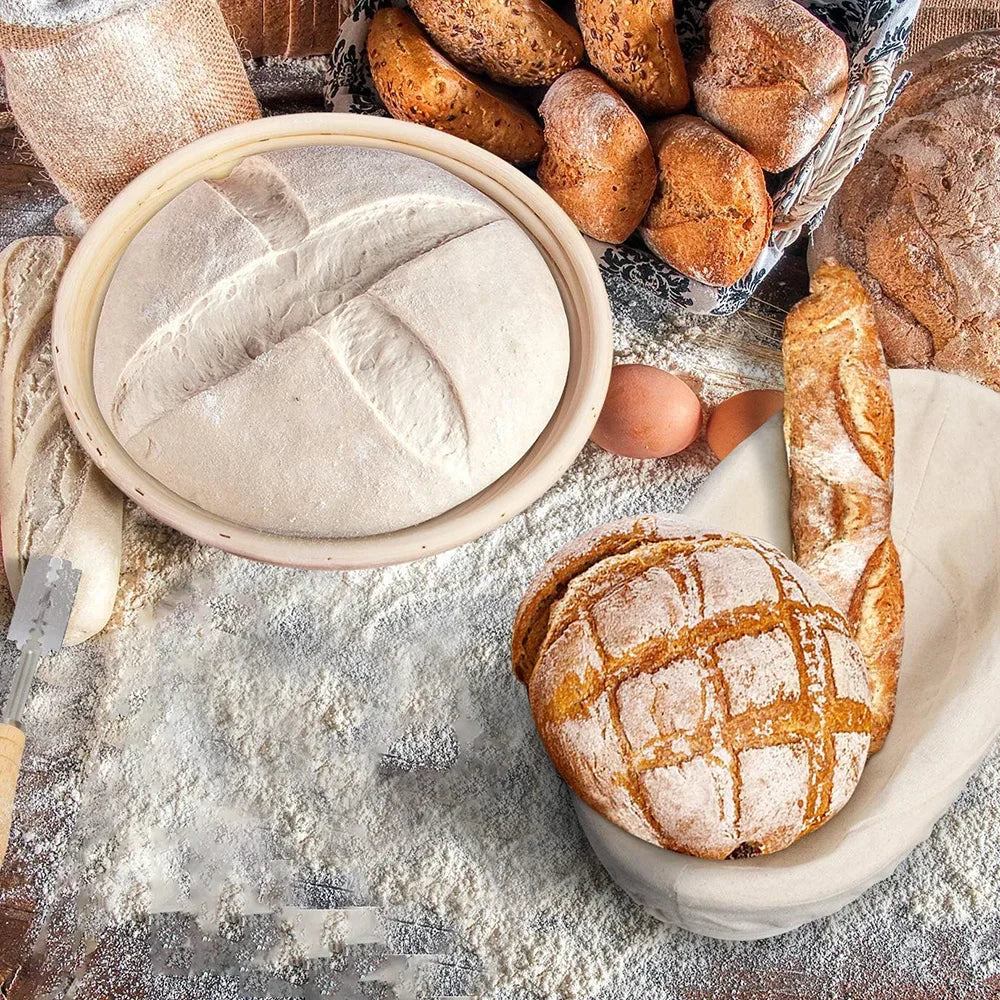 5/8pcs Natural Bread Banneton Proofing Basket Oval Round Rattan Wicker