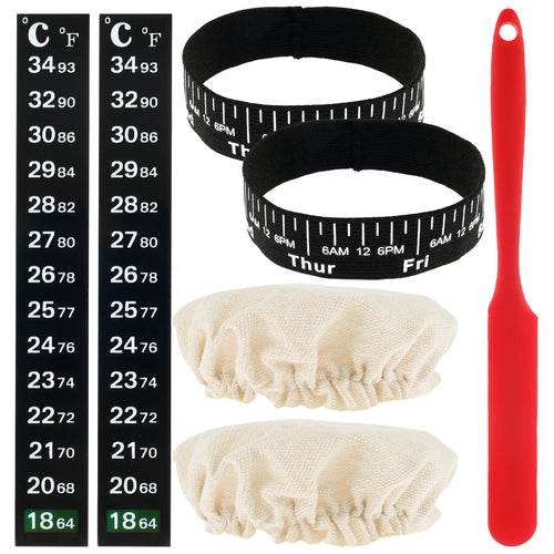 Sourdough Starter Accessory Kit – Cloth Covers, Spatula & Temperature Strips (7 pcs)