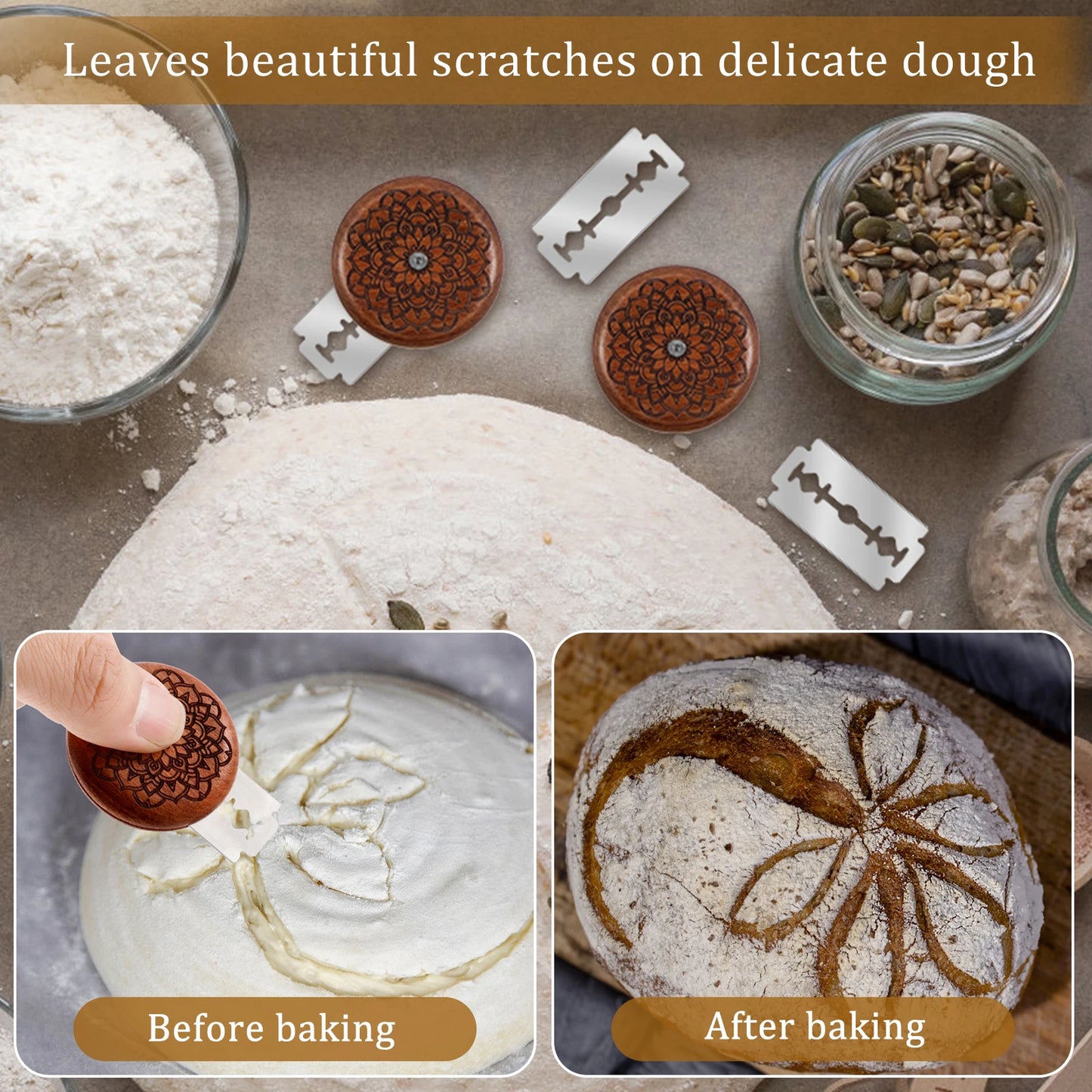 Bread Dough Scoring Tool Compact Bread Scoring Dough Cutter 5cm Wooden