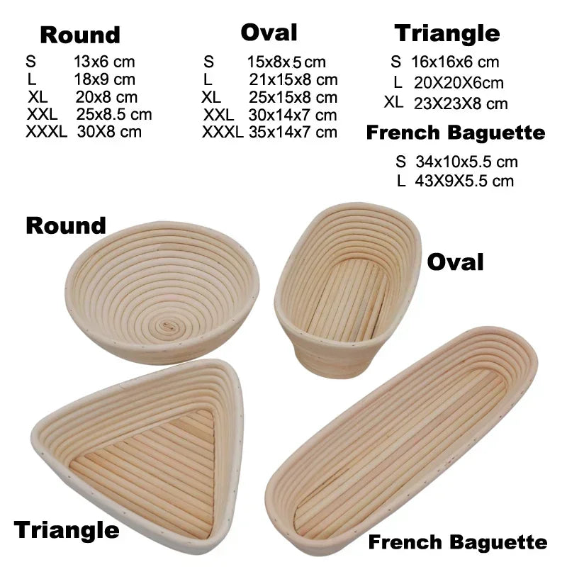 5/8pcs Natural Bread Banneton Proofing Basket Oval Round Rattan Wicker