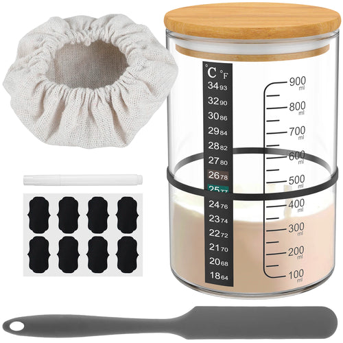 900ml Sourdough Starter Jar Kit Clear Glass Heat Resistant Sourdough