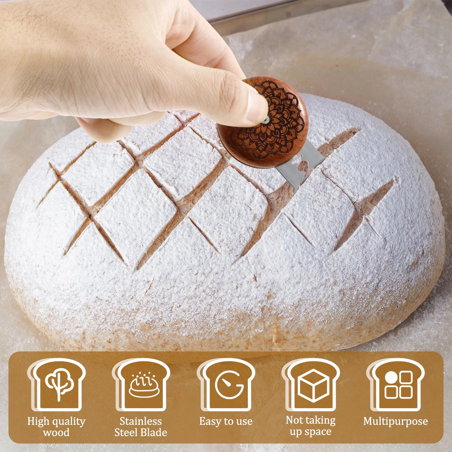 Bread Dough Scoring Tool Compact Bread Scoring Dough Cutter 5cm Wooden