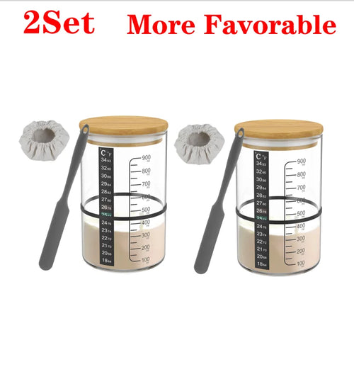 900ml Sourdough Starter Jar Kit Clear Glass Heat Resistant Sourdough