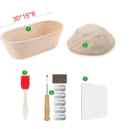 5/8pcs Natural Bread Banneton Proofing Basket Oval Round Rattan Wicker
